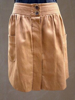 J. Crew Linen Blend A-Line Mini Skirt Sz 10 Patch Pockets Lined Casual Preppy